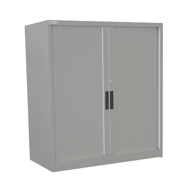 Steelco Tambour Door Cabinet 2 Shelves 1015 X 1200 X 463mm Silver Grey