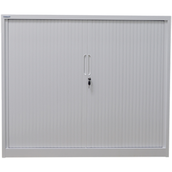 Steelco Tambour Door Cabinet 2 Shelves 1015 X 1200 X 463mm White Satin