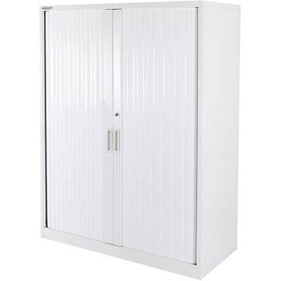 Steelco Tambour Door Cabinet 3 Shelves 1200 X 1200 X 463mm Silver Grey