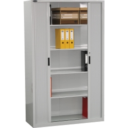 Steelco Tambour Door Cabinet 3 Shelves 1320 X 1200 X 463mm Silver Grey