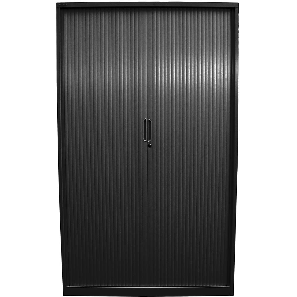 Steelco Tambour Door Cabinet 5 Shelves 2000 X 1200 X 463mm Graphite Ripple