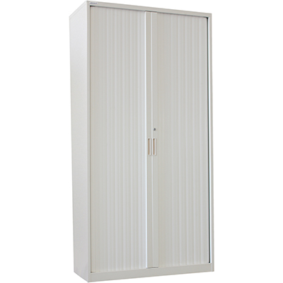 Steelco Tambour Door Cabinet 5 Shelves 2000 X 900 X 463mm Silver Grey