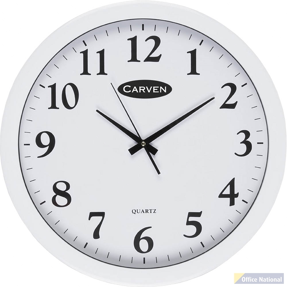 CARVEN WALL CLOCK ROUND 450MM WHITE