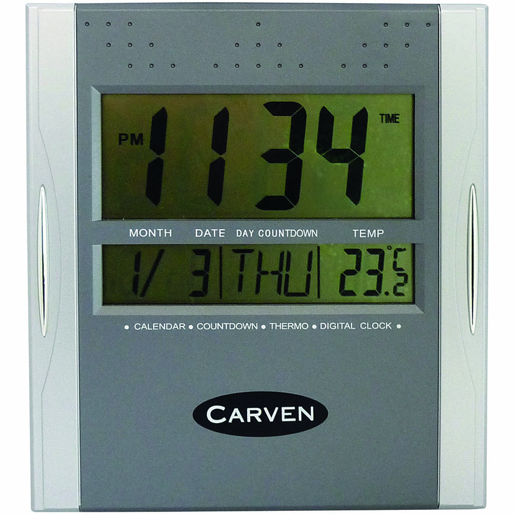 CARVEN DIGITAL CLOCK 210MM SILVER
