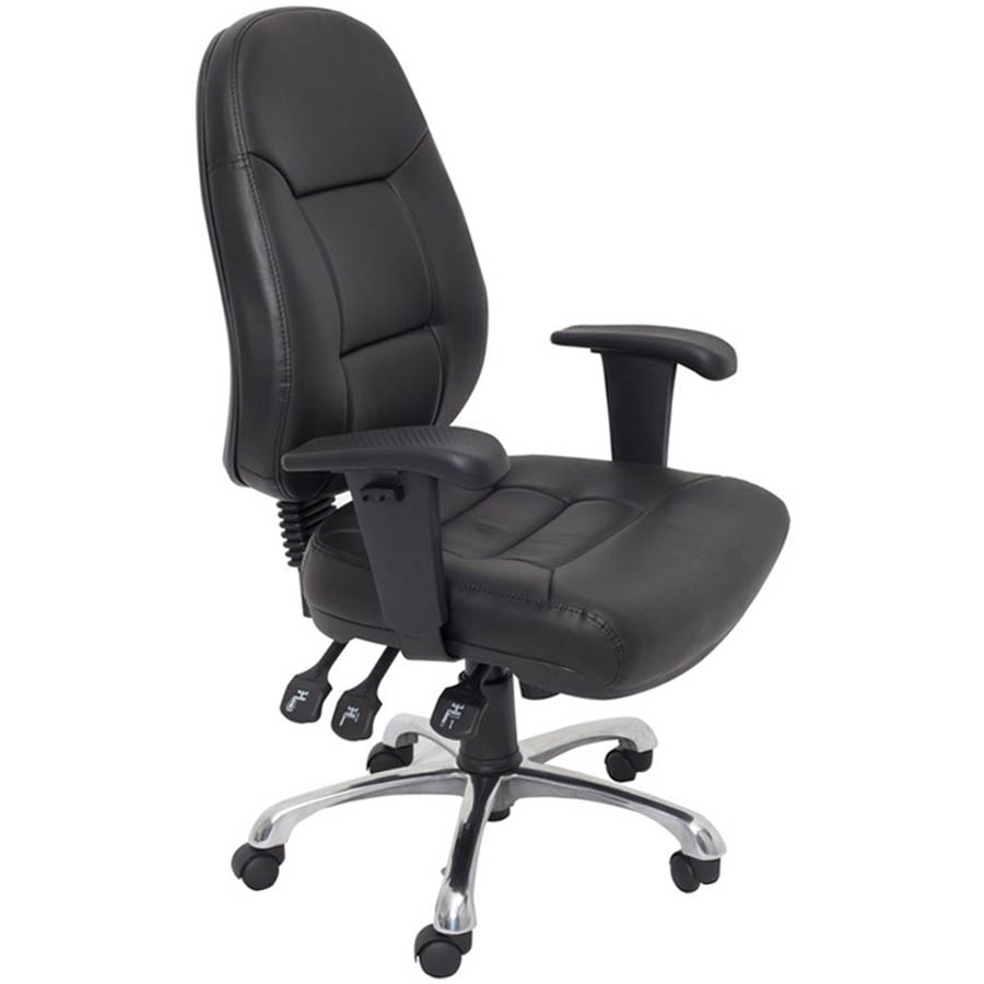 RAPIDLINE PU300 ERGONOMIC TASK CHAIR HIGH BACK CHROME BASE ARMS PU BLACK