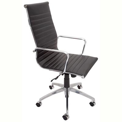 RAPIDLINE PU605H EXECUTIVE CHAIR HIGH BACK ARMS CHROME FRAME PU BLACK