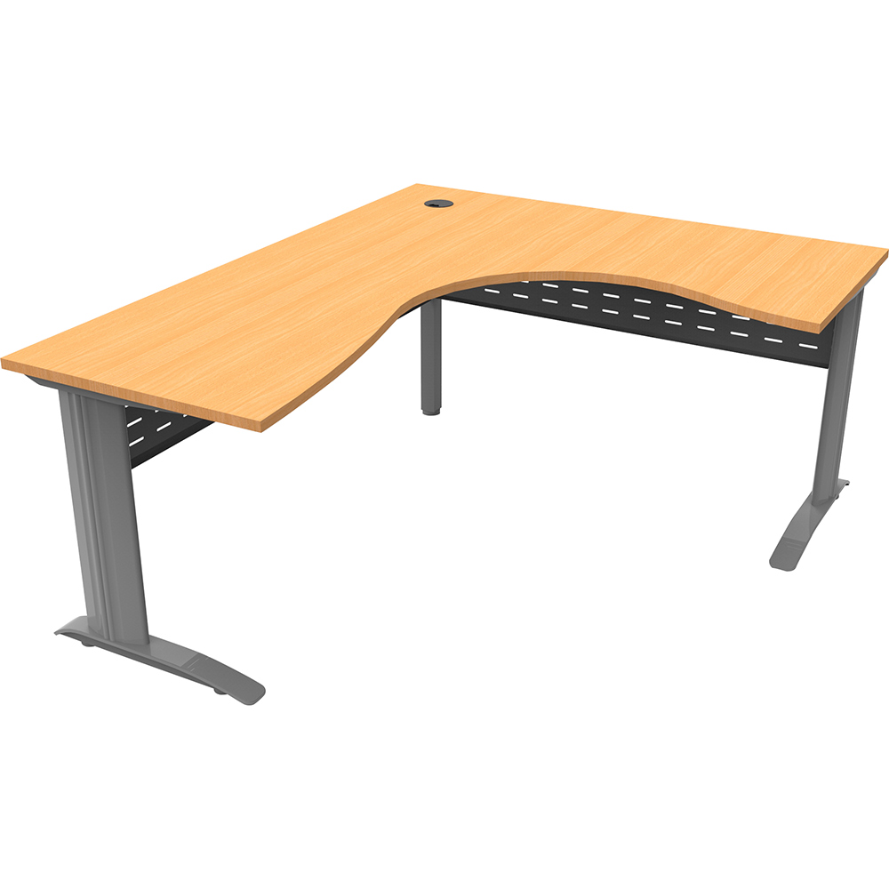 RAPID SPAN CORNER WORKSTATION METAL MODESTY PANEL 1800 X 1200 X 700MM BEECH/SILVER