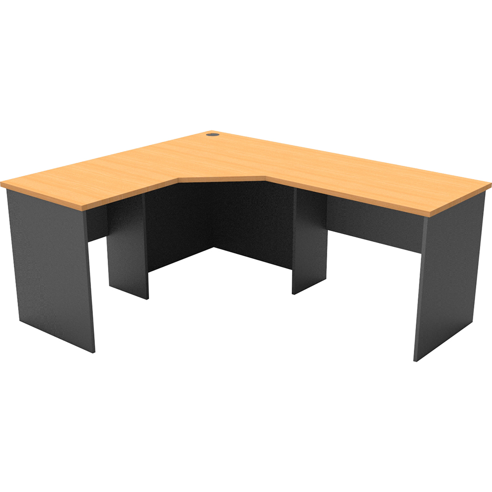 RAPID WORKER CORNER WORKSTATION COMPLETE 1800 X 1500 X 600MM BEECH/IRONSTONE