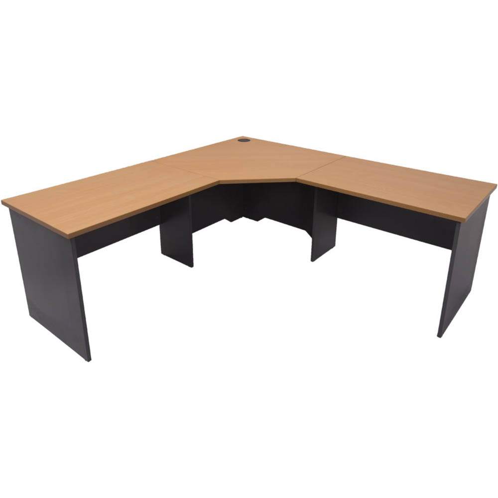 RAPID WORKER CORNER WORKSTATION COMPLETE 1800 X 1800 X 600MM BEECH/IRONSTONE