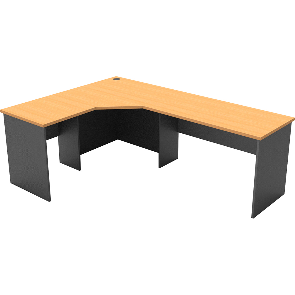 RAPID WORKER CORNER WORKSTATION COMPLETE 2100 X 1500 X 600MM BEECH/IRONSTONE