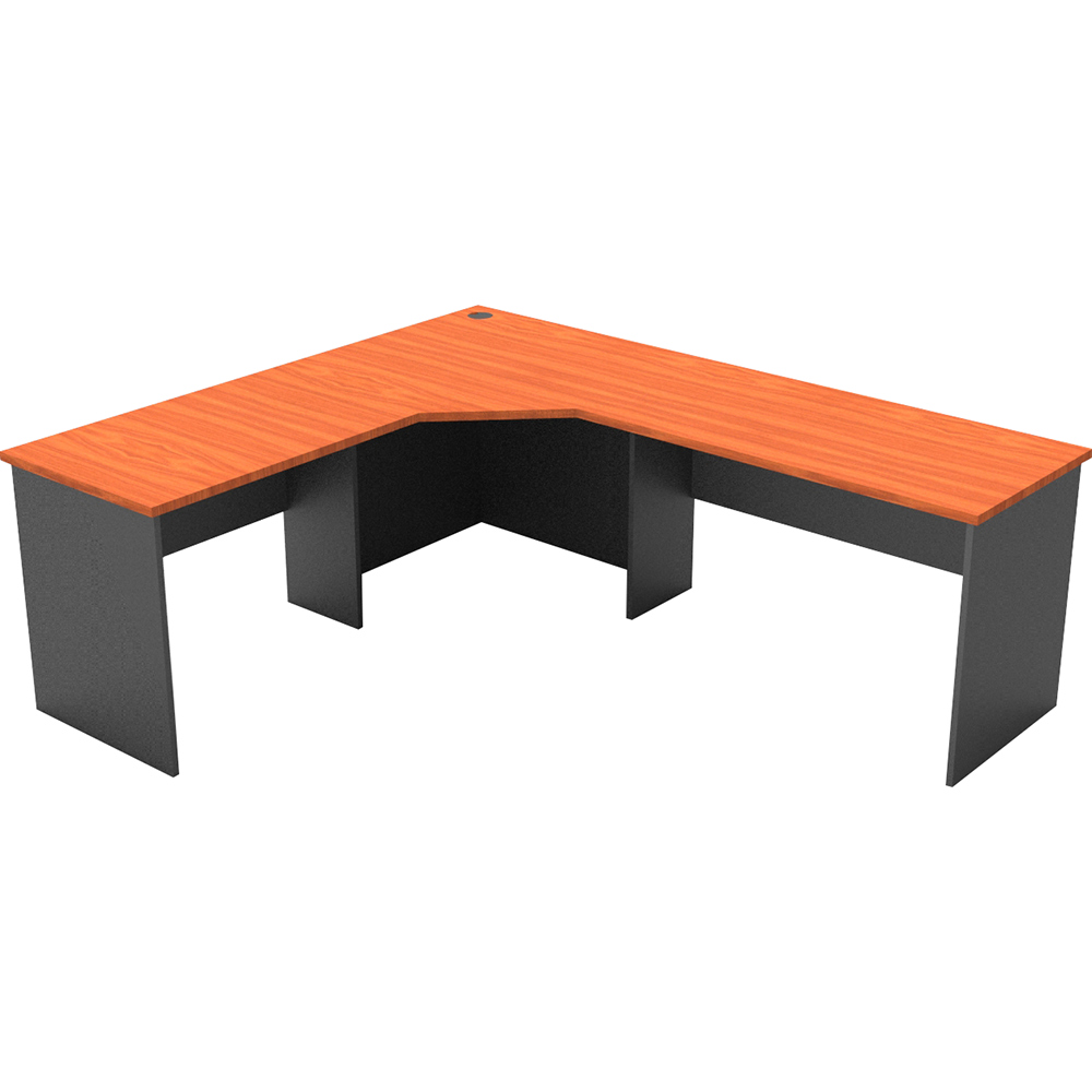 RAPID WORKER CORNER WORKSTATION COMPLETE 2100 X 1800 X 600MM CHERRY/IRONSTONE