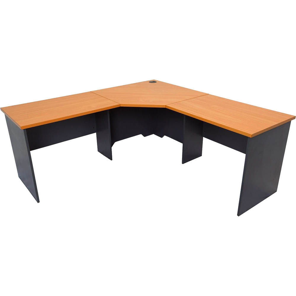 RAPID WORKER CORNER WORKSTATION COMPLETE 2100 X 2100 X 600MM CHERRY/IRONSTONE