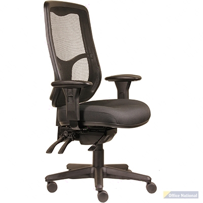 DAL ERGOSELECT SWIFT ERGONOMIC CHAIR HIGH MESH BACK 3 LEVER SEAT SLIDE BLACK NYLON BASE ARMS
