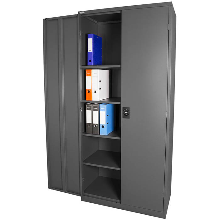 Steelco Stationery Cabinet 3 Shelves 1830 X 914 X 463mm Graphite Ripple
