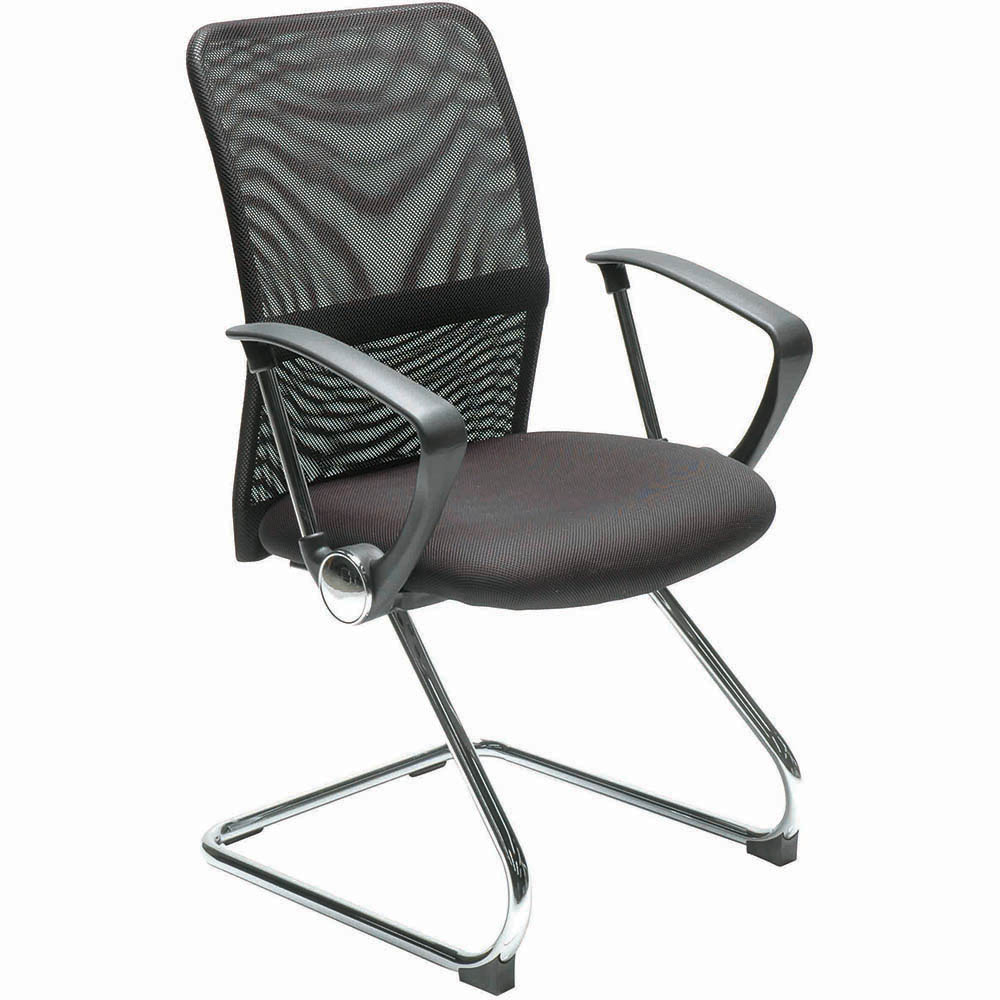 Sylex Stat Visitor Chair Medium Mesh Back Arms Black