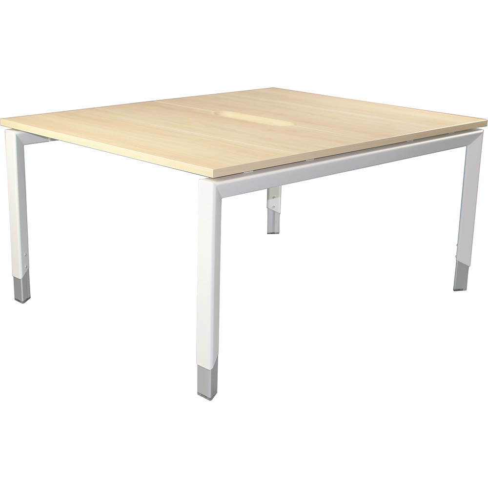 OBLIQUE HEIGHT ADJUSTABLE 2 PERSON BACK TO BACK DESK 1800 X 1500 X 720MM SNOW MAPLE