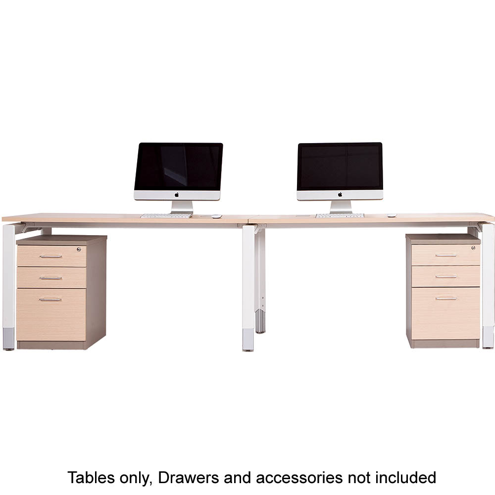 OBLIQUE HEIGHT ADJUSTABLE 2 PERSON STRAIGHT DESK 3600 X 750 X 720MM SNOW MAPLE