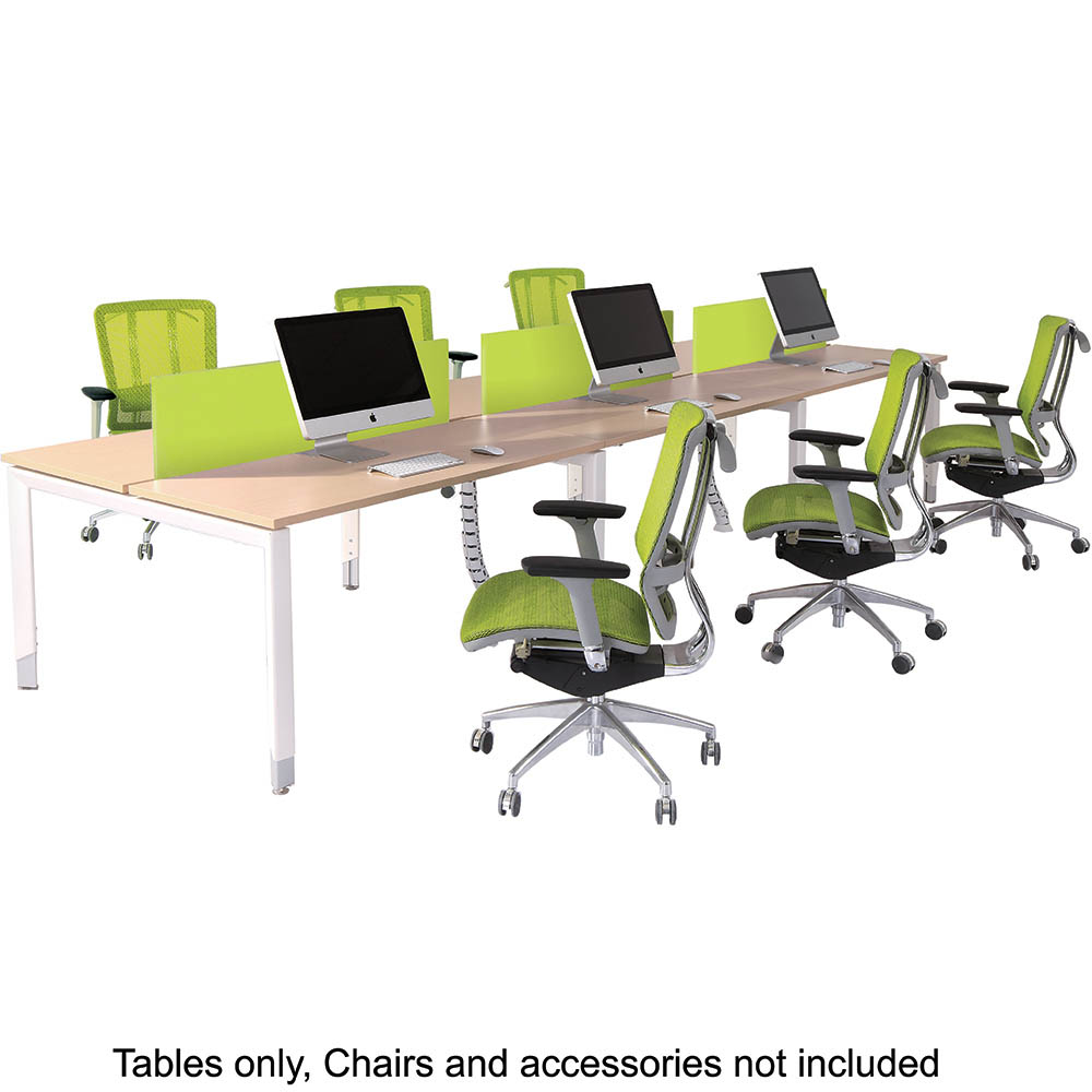 OBLIQUE HEIGHT ADJUSTABLE 6 PERSON BACK TO BACK DESK 4500 X 1500 X 720MM SNOW MAPLE
