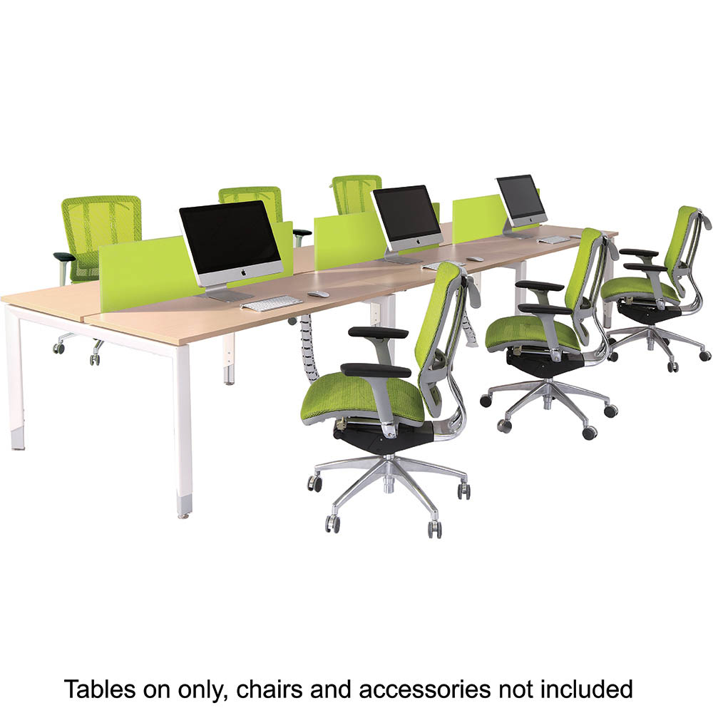 OBLIQUE HEIGHT ADJUSTABLE 6 PERSON BACK TO BACK DESK 5400 X 1500 X 720MM SNOW MAPLE