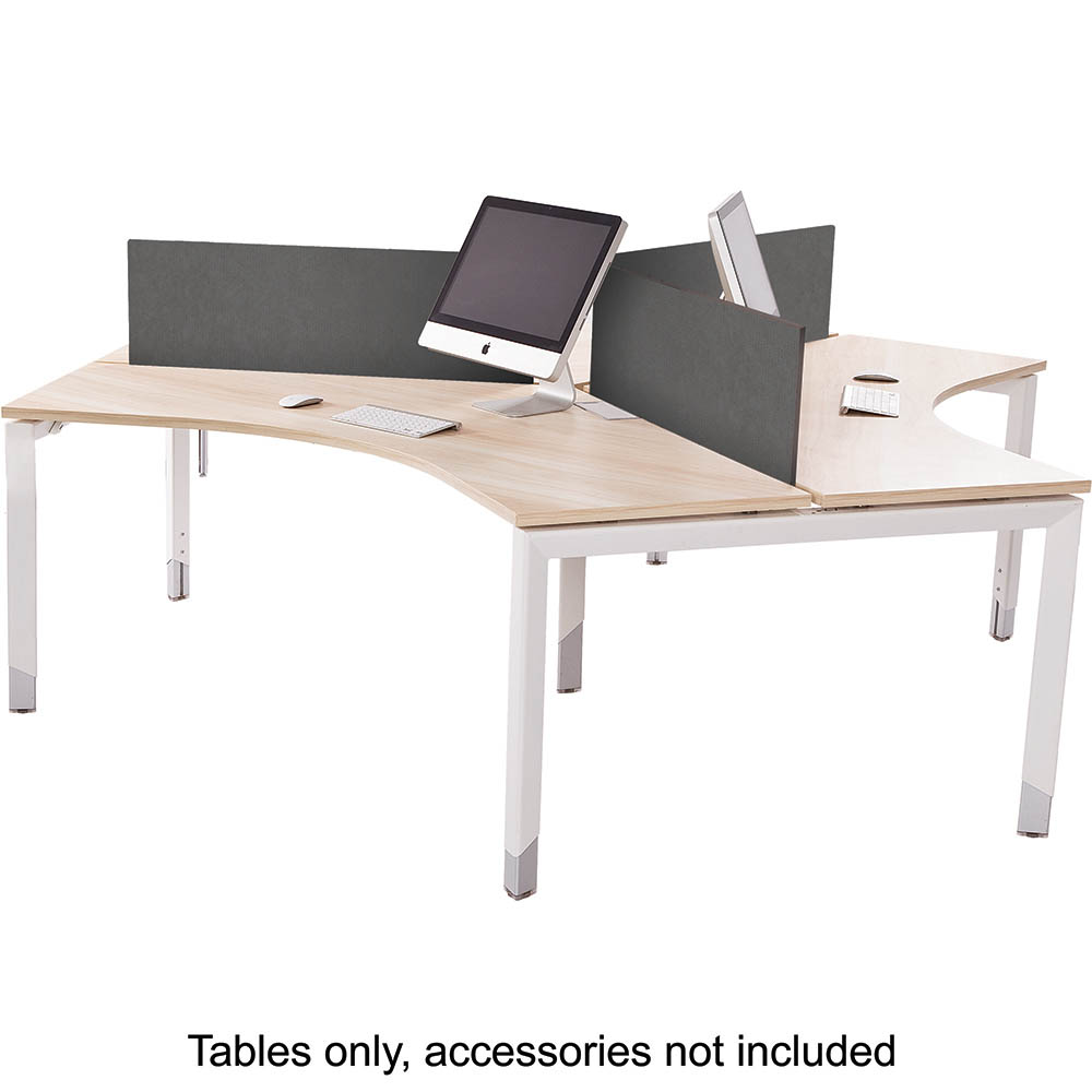 OBLIQUE HEIGHT ADJUSTABLE 3 PERSON WORKSTATION POD 1200 X 1200 X 600 X 600 X 720MM SNOW MAPLE