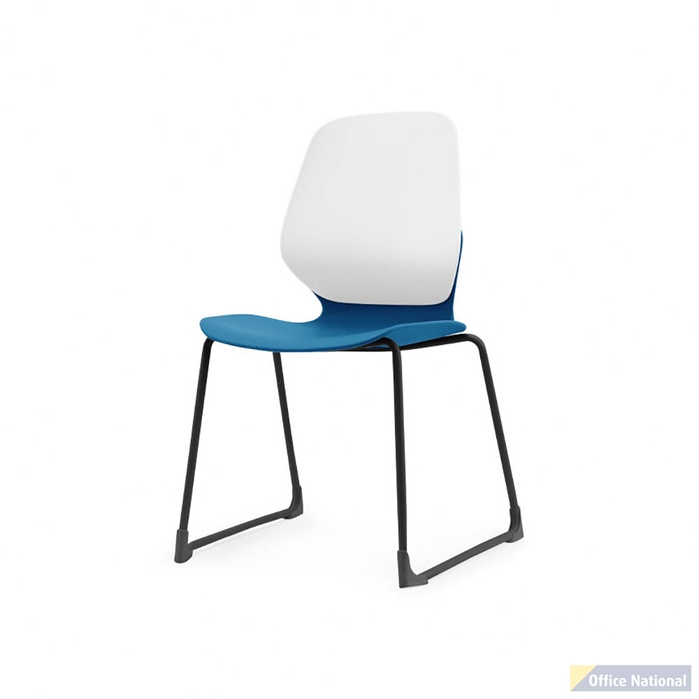 SYLEX KALEIDO CHAIR WHITE SLED FRAME BLUE SEAT