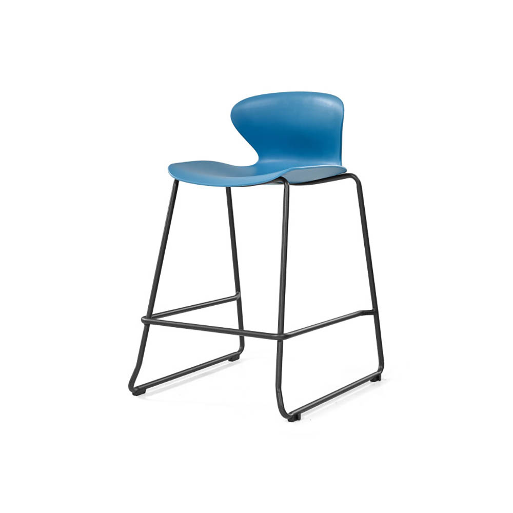 SYLEX KALEIDO 650H STOOL WITH BLACK SLED FRAME BLUE SEAT