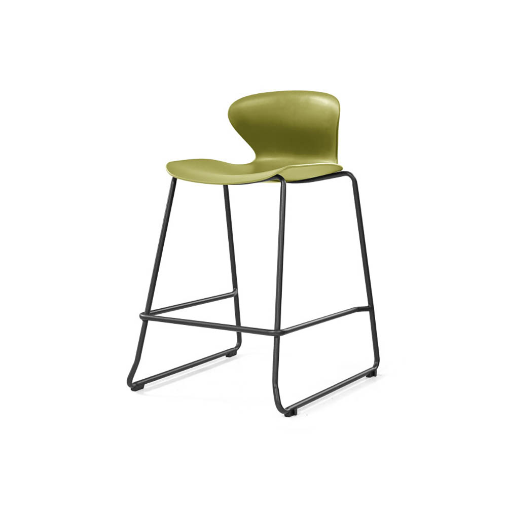 SYLEX KALEIDO 650H STOOL WITH BLACK SLED FRAME OLIVE SEAT