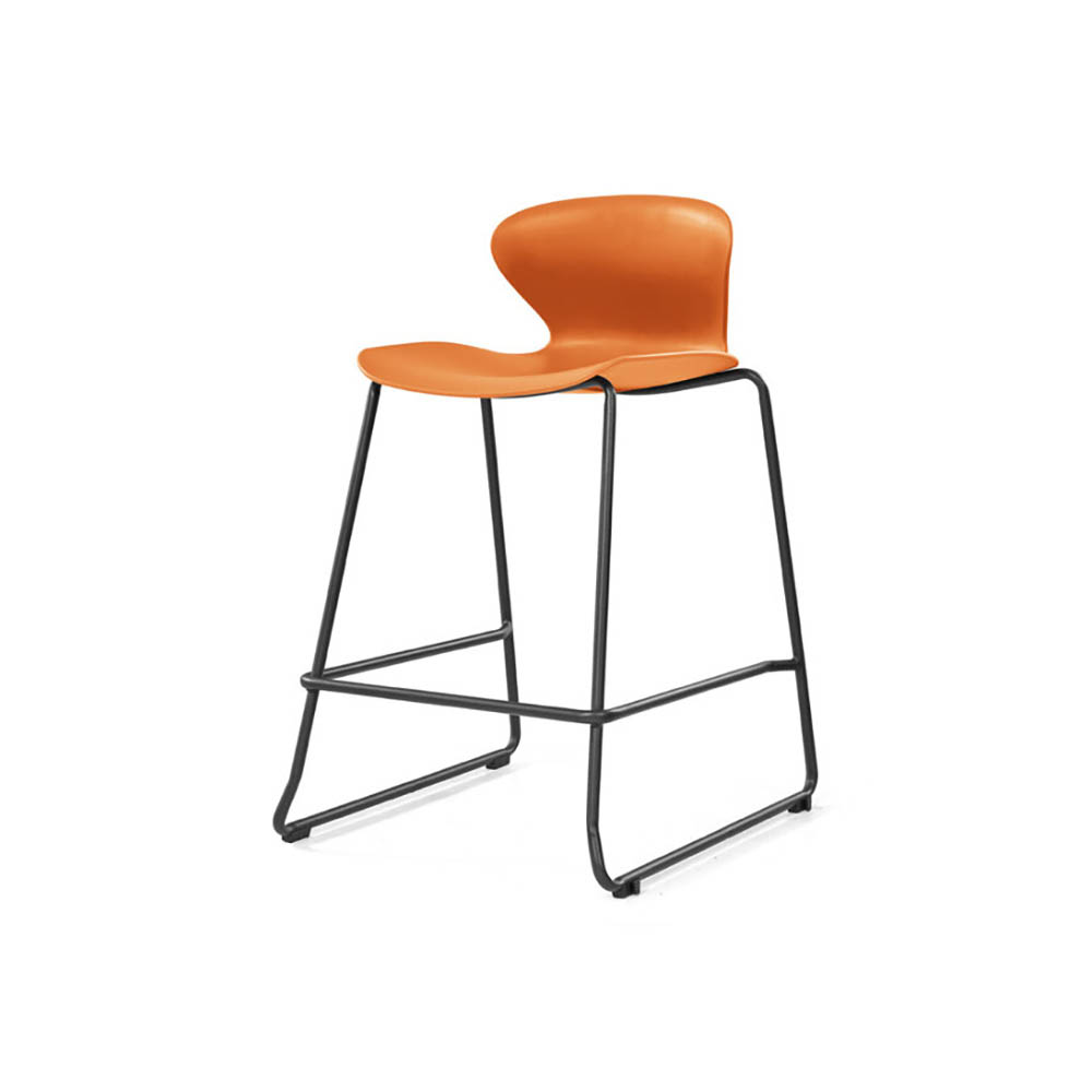 SYLEX KALEIDO 650H STOOL WITH BLACK SLED FRAME ORANGE SEAT