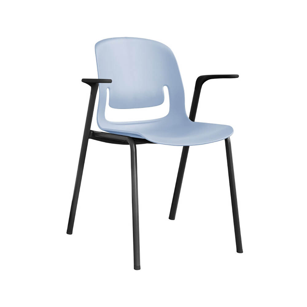 SYLEX PALLETE CHAIR 4 LEG WITH ARMS BLACK STEEL FRAME GREY SEAT