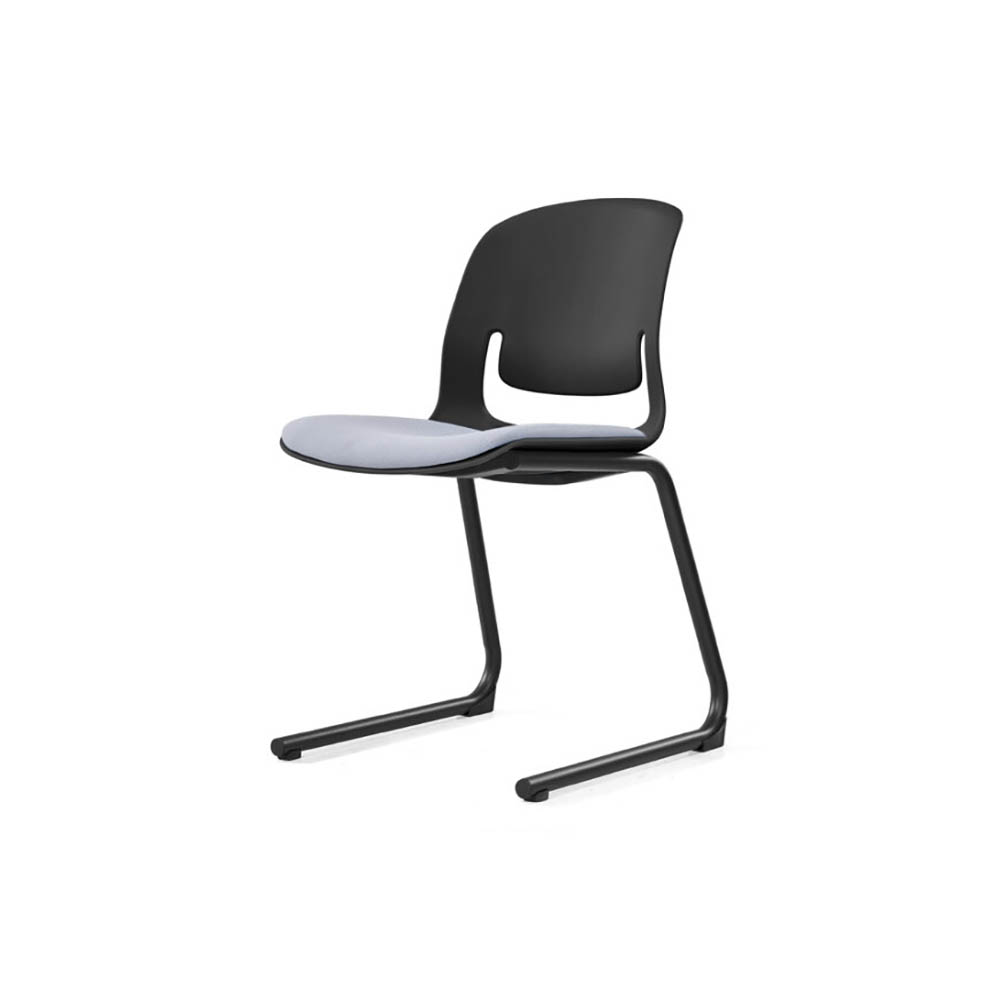 SYLEX PALLETE CHAIR WITH BLACK STEEL REVERSE CANTILEVER FRAME GREY SEAT