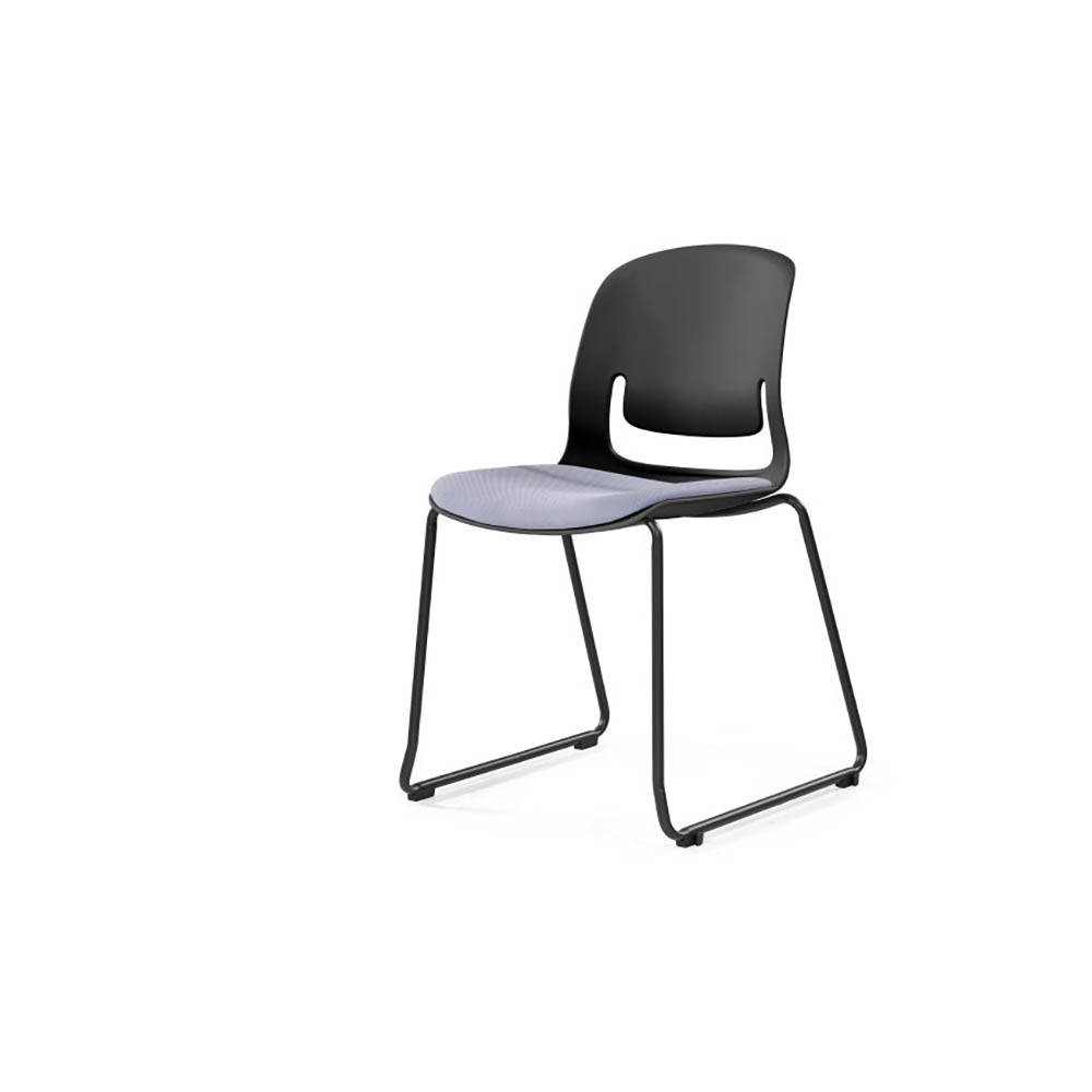 SYLEX PALLETE CHAIR NO ARMS BLACK SLED FRAME GREY SEAT