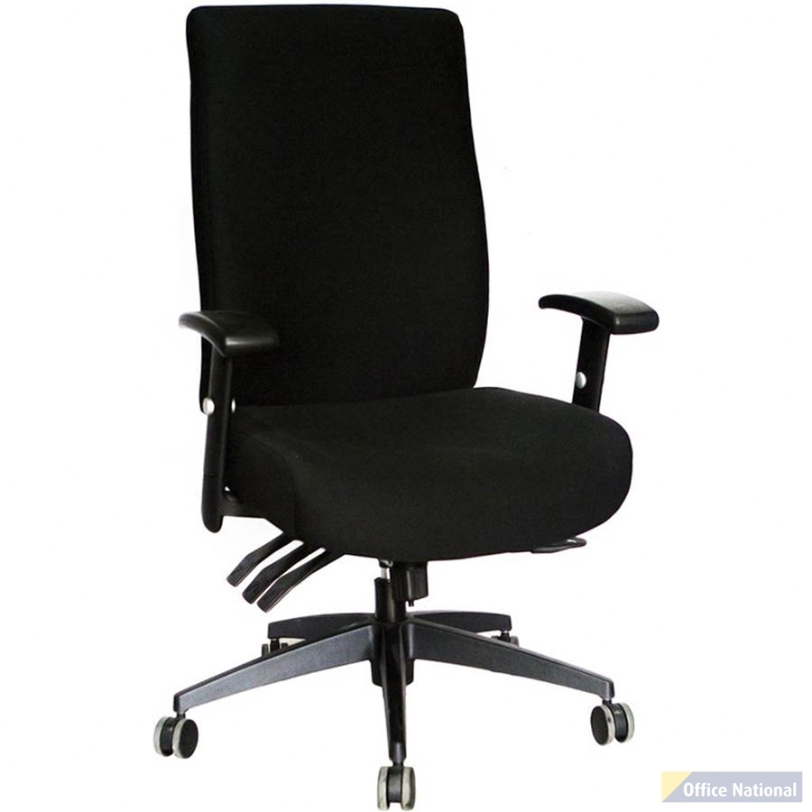 SYLEX PIAZZA CHAIR HIGH BACK ARMS ANTIMICROBIAL FABRIC BLACK