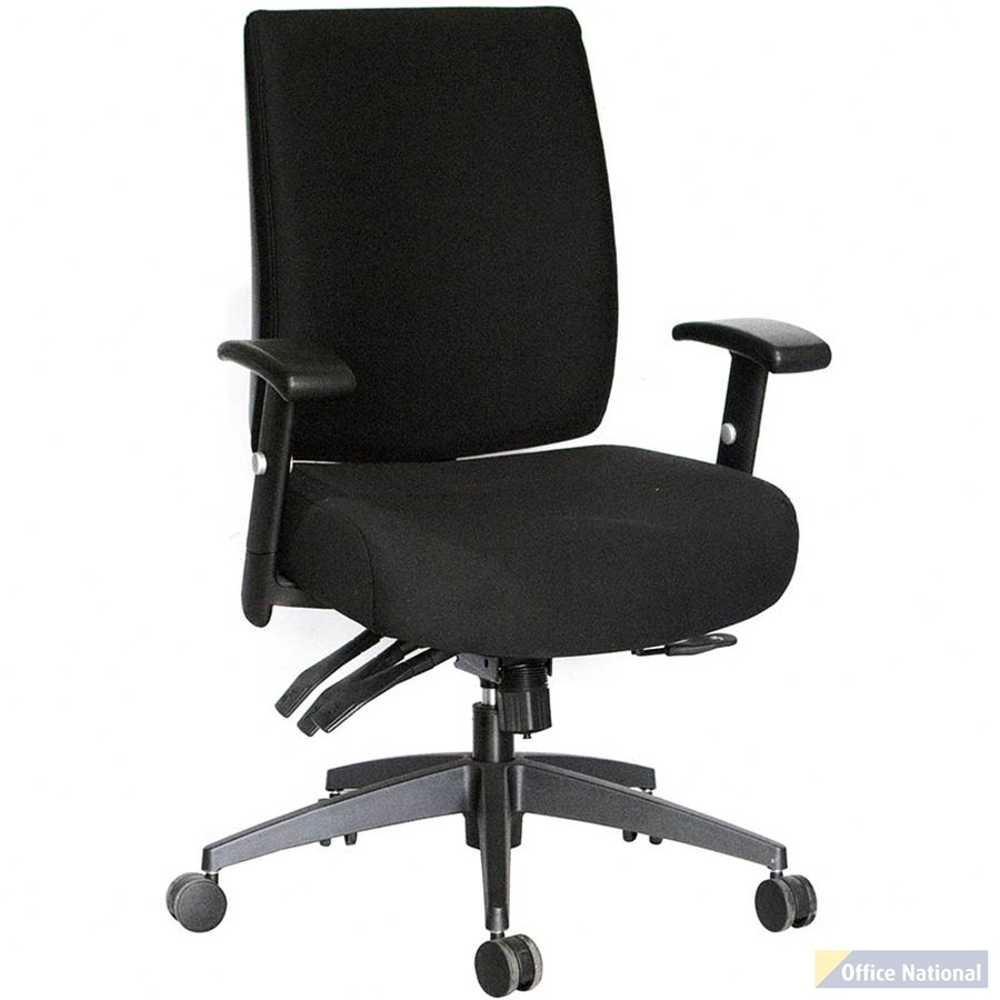 SYLEX PIAZZA CHAIR MEDIUM BACK ARMS ANTIMICROBIAL FABRIC BLACK