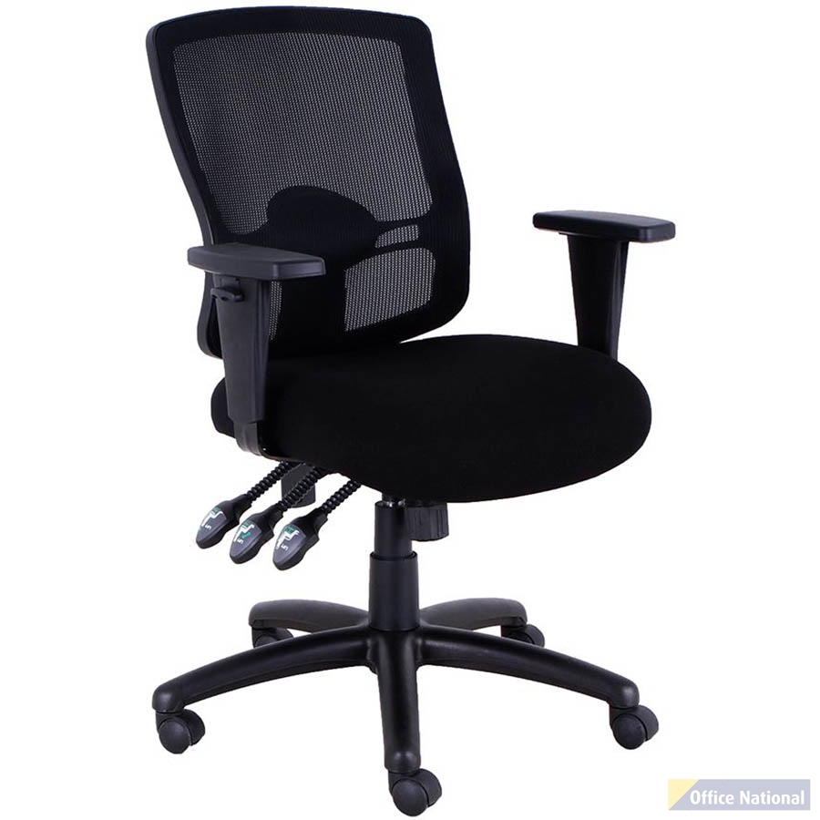 SYLEX WRANGLER CHAIR MEDIUM MESH BACK ARMS ANTIMICROBIAL FABRIC BLACK