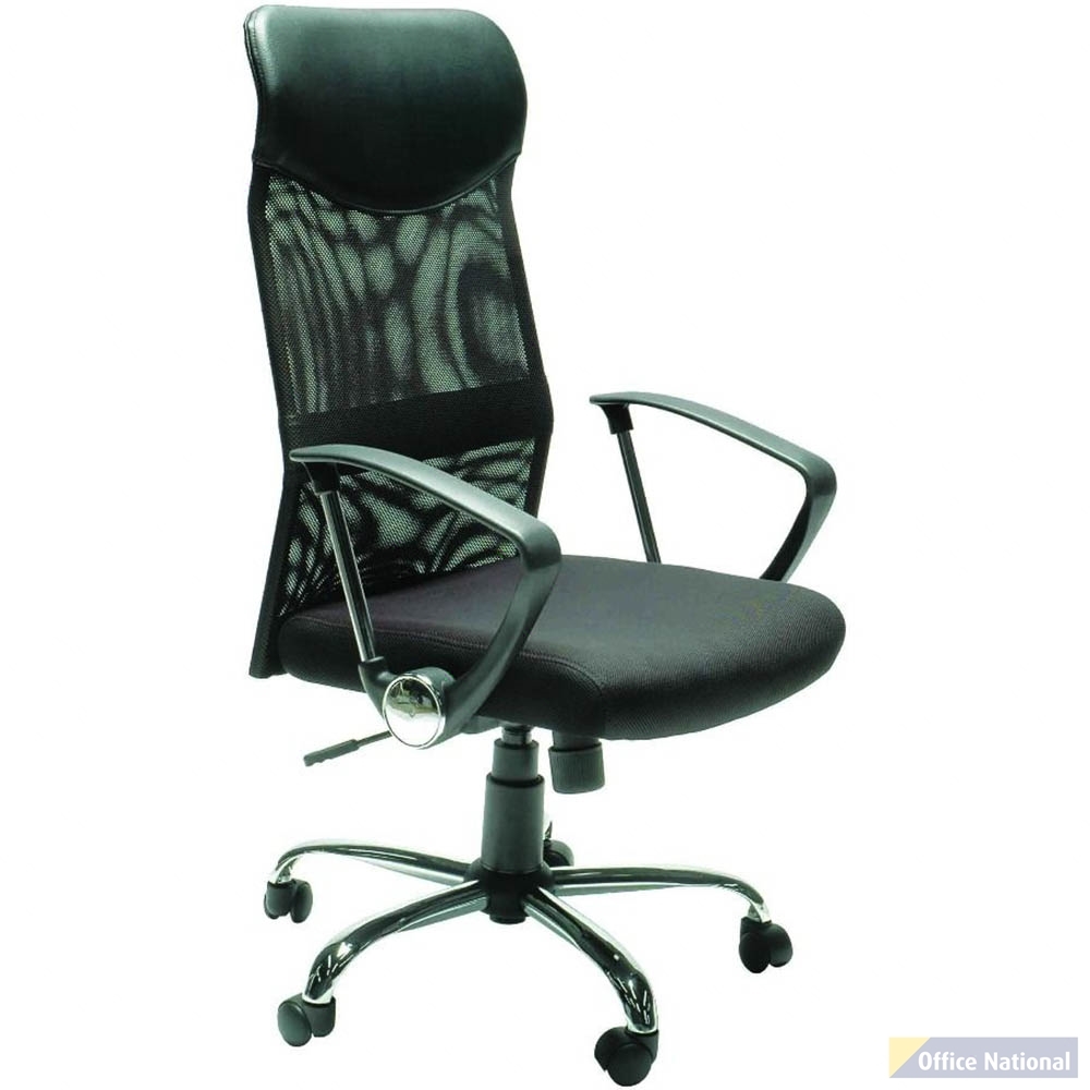 SYLEX STAT TASK CHAIR HIGH MESH BACK 1-LEVER ARMS BLACK