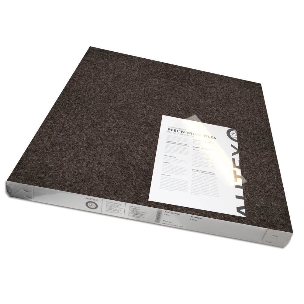 VISIONCHART AUTEX ACOUSTIC FABRIC PEEL N STICK TILES 600 X 600MM BARK PACK 6