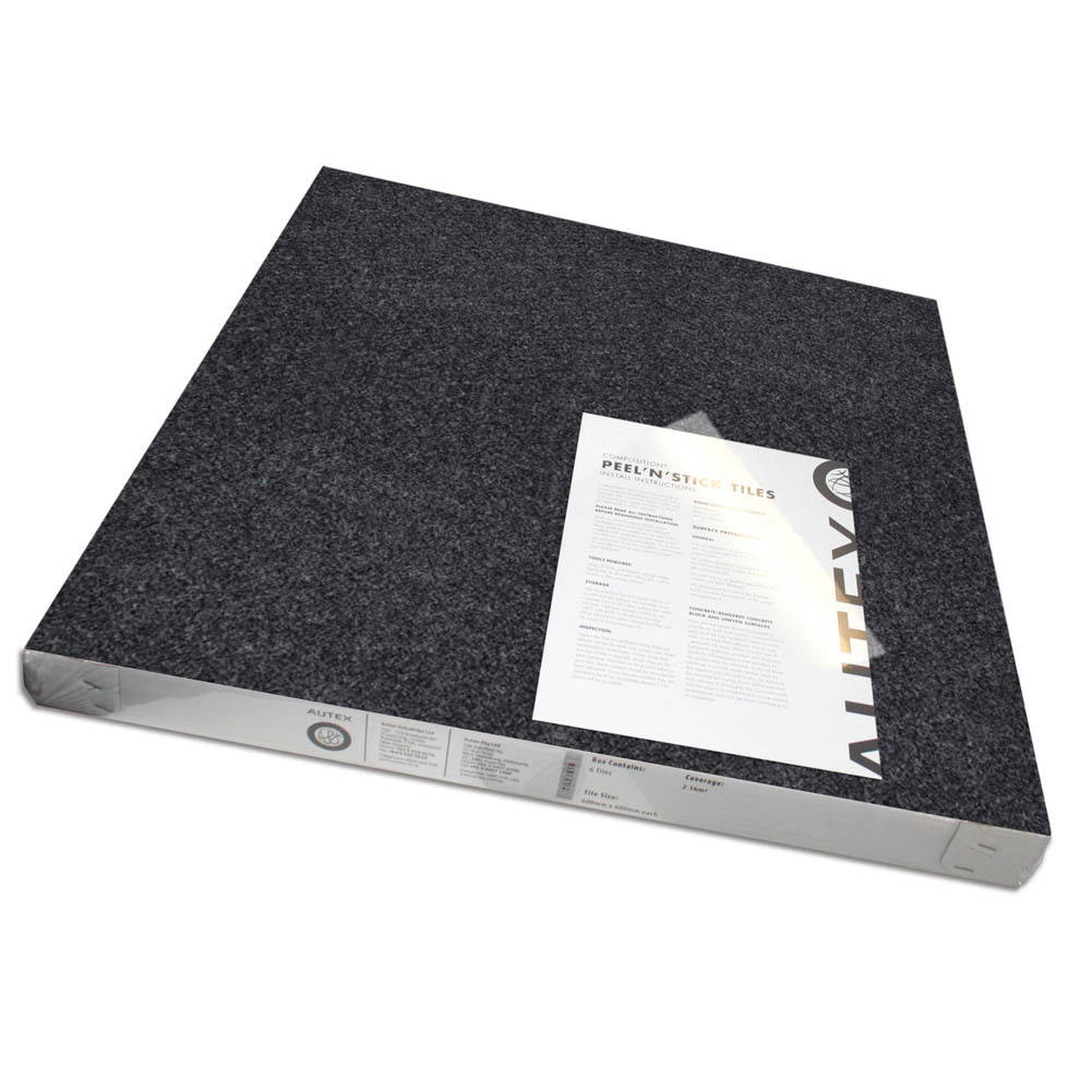 VISIONCHART AUTEX ACOUSTIC FABRIC PEEL N STICK TILES 600 X 600MM CHARCOAL PACK 6