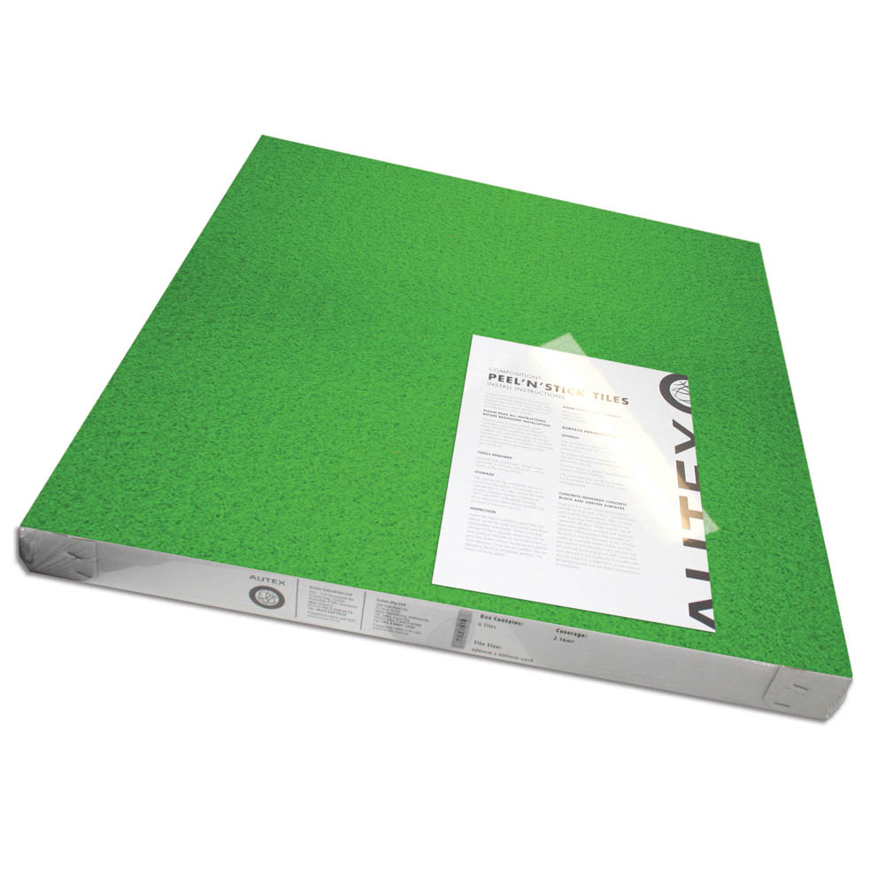 VISIONCHART AUTEX ACOUSTIC FABRIC PEEL N STICK TILES 600 X 600MM GRANNY SMITH PACK 6