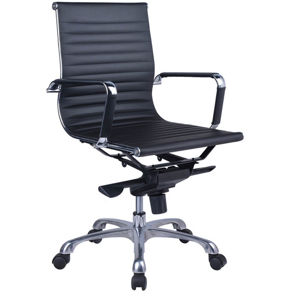 NAPLES EXECUTIVE CHAIR MEDIUM BACK ALUMINIUM BASE ARMS PU BLACK