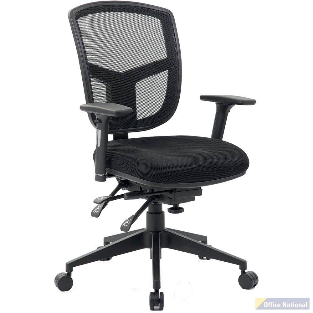 MIAMI TASK CHAIR MEDIUM MESH BACK ARMS BLACK