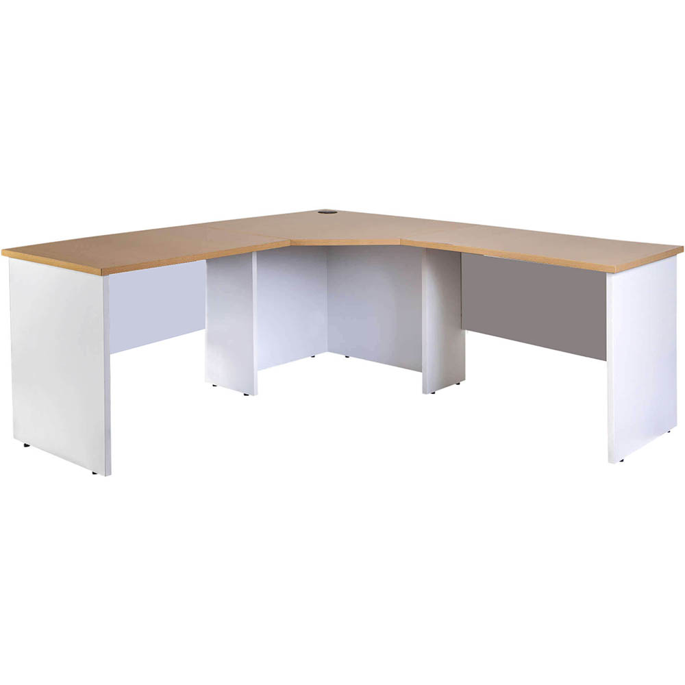 OXLEY CORNER WORKSTATION COMPLETE 1800 X 1800 X 600 X 730MM OAK/WHITE