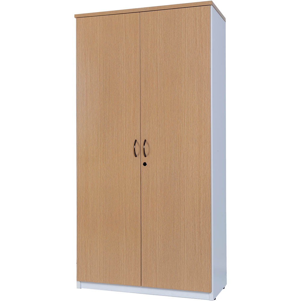 OXLEY FULL DOOR STORAGE CUPBOARD 900 X 450 X 1800MM OAK/WHITE