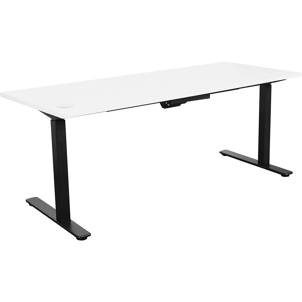 SUMMIT ELECTRIC SIT TO STAND STRAIGHT DESK 1500 X 750MM WHITE TOP BLACK FRAME