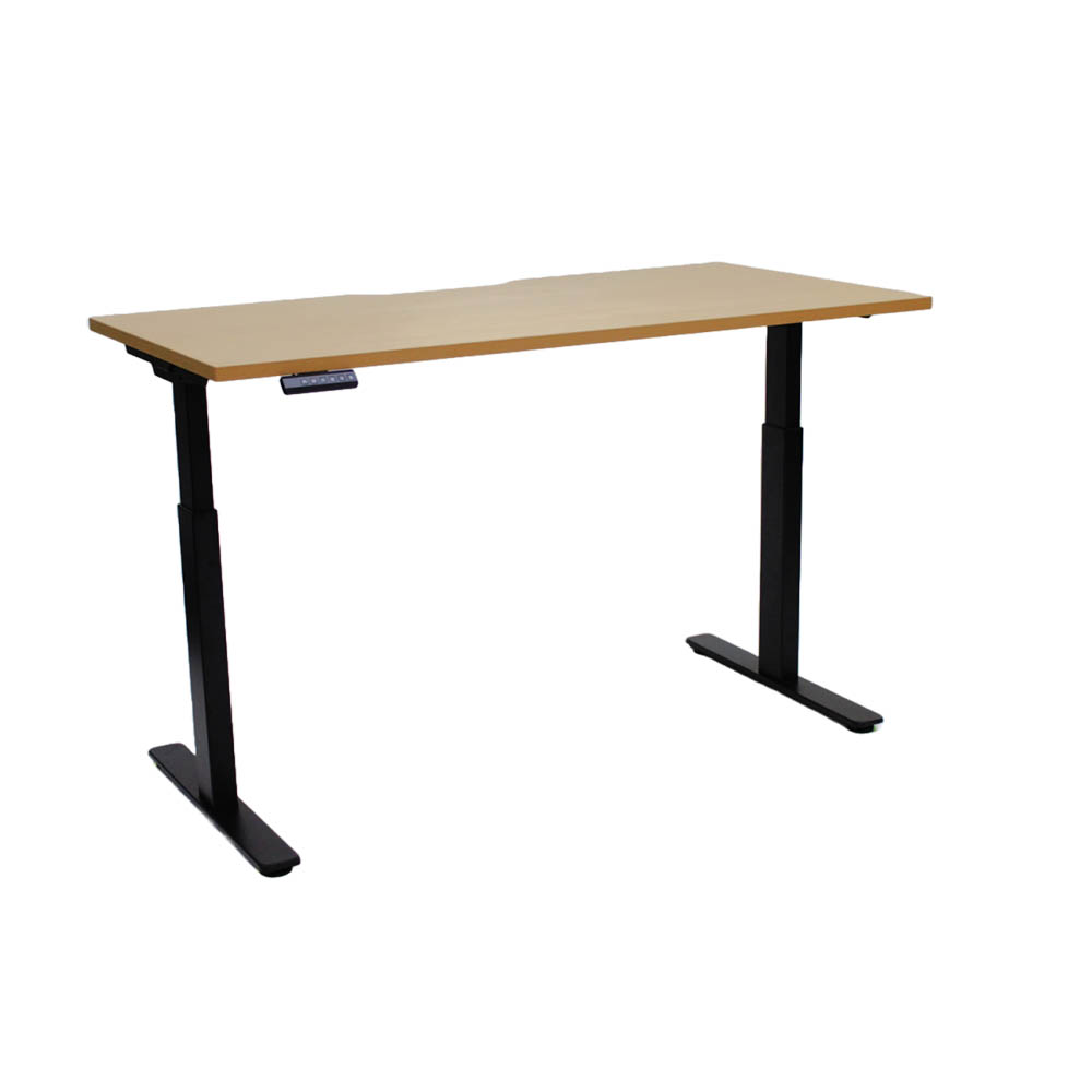 ELEV8 SIT-STAND DESK DUAL MOTOR 1500 X 750MM BEECH/BLACK