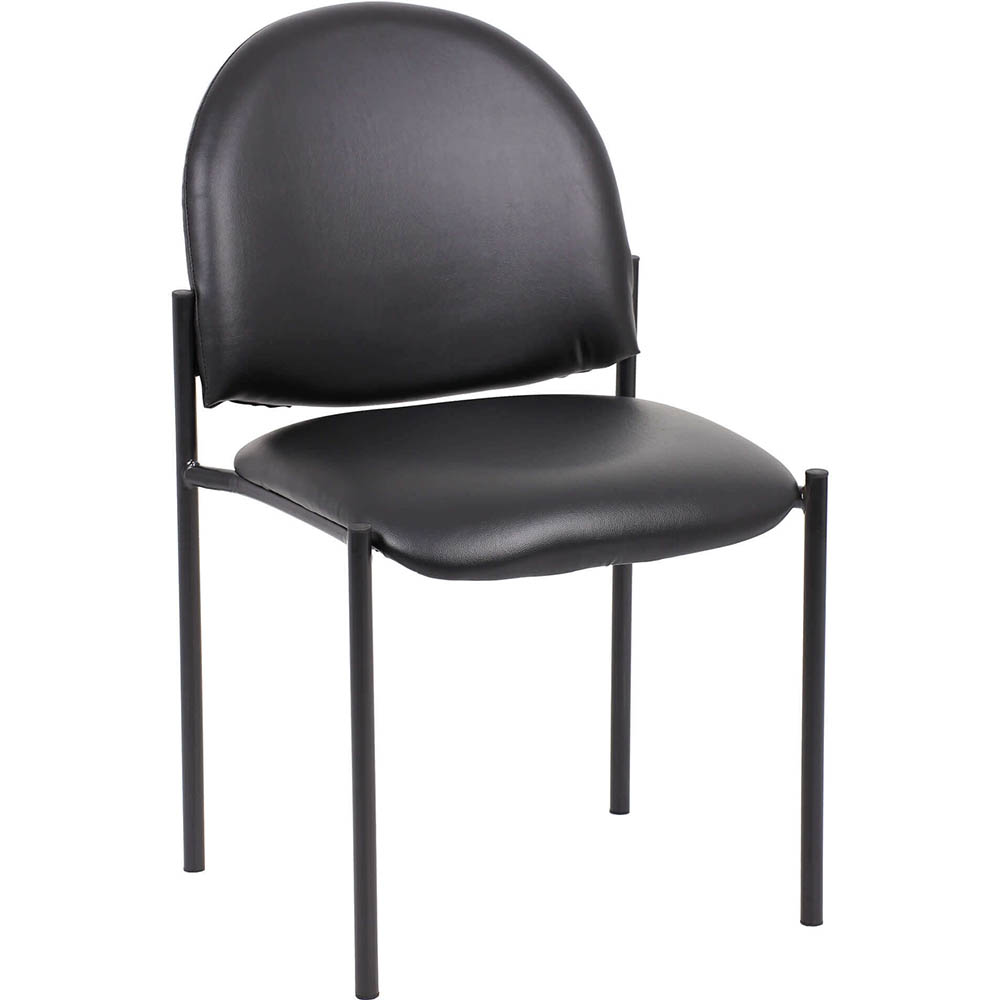 Ys Design Stacking Visitors Chair Medium Back Black Vinyl