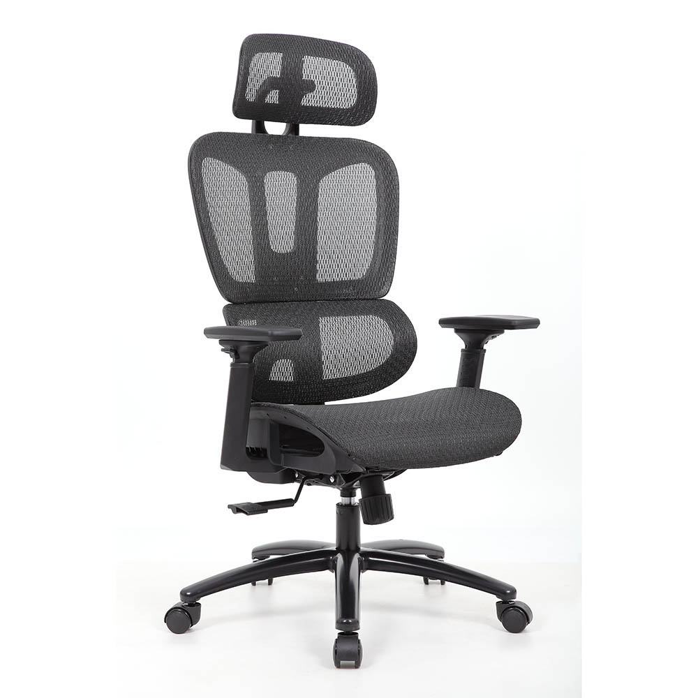 YS DESIGN MONTANA EXECUTIVE OFFICE CHAIR WITH HEADREST 490 X 1135 X 445MM BLACK