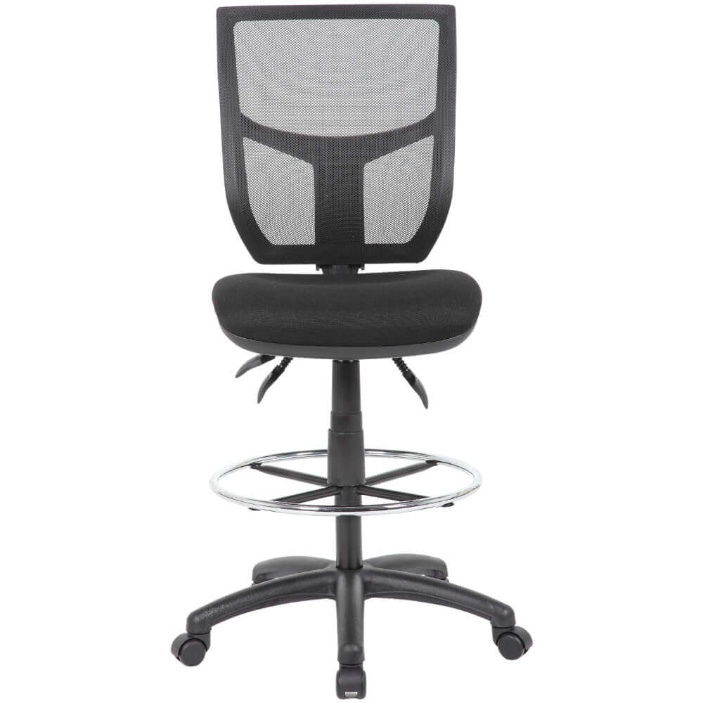 YS DESIGN HALO DRAFTING CHAIR WITH DRAFTING KIT HIGH MESH BACK BLACK