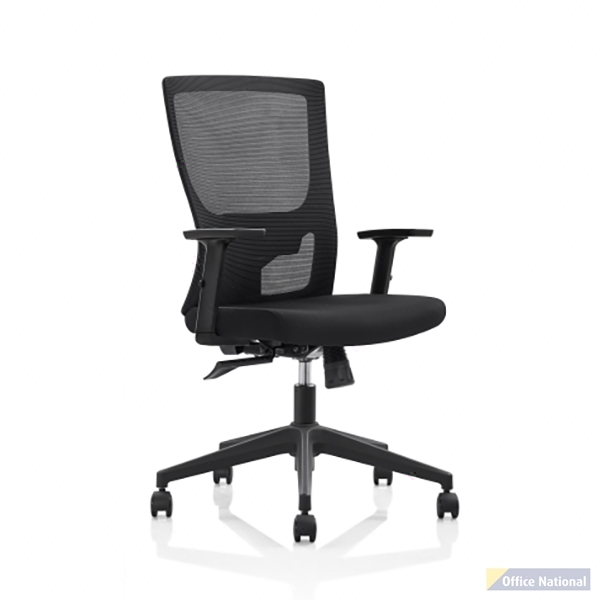 INITIATIVE PLUTO TASK CHAIR MEDIUM MESH BACK ADJUSTABLE ARMS BLACK