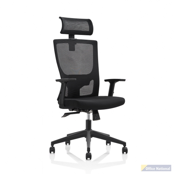 INITIATIVE PLUTO TASK CHAIR HIGH MESH BACK ADJUSTABLE ARMS BLACK
