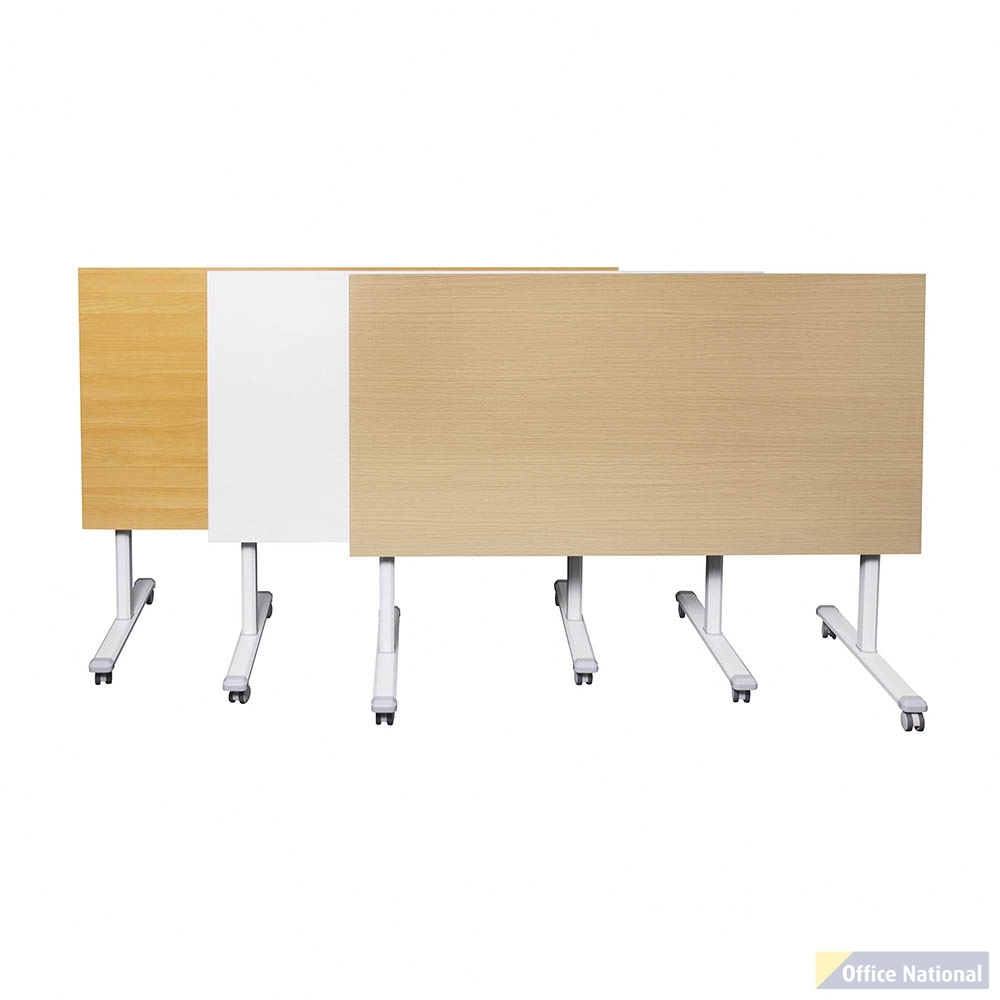PIVOT WHITE FLIP TOP TABLE 1800 X 750MM OAK TOP